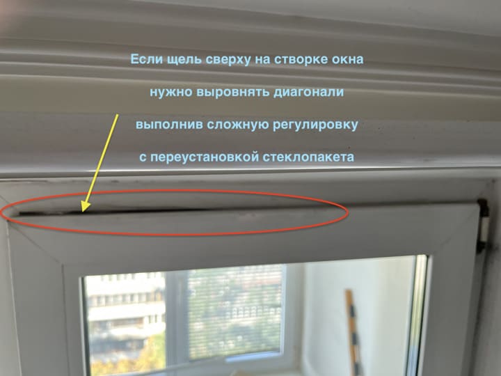 как отрегулировать окно если дует сверху